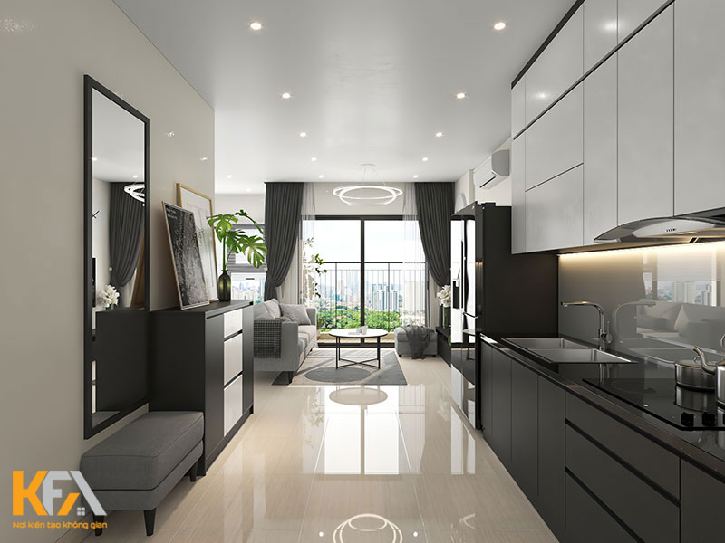 Thiết kế nội thất phòng bếp trong chung cư 63m2
