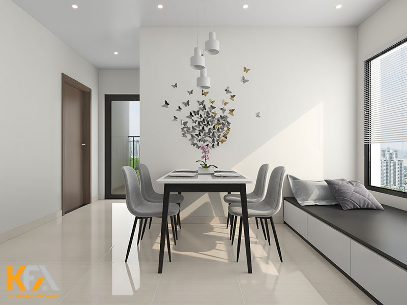 Thiết kế nội thất phòng ăn trong chung cư 63m2 của gia đình anh Tuyên
