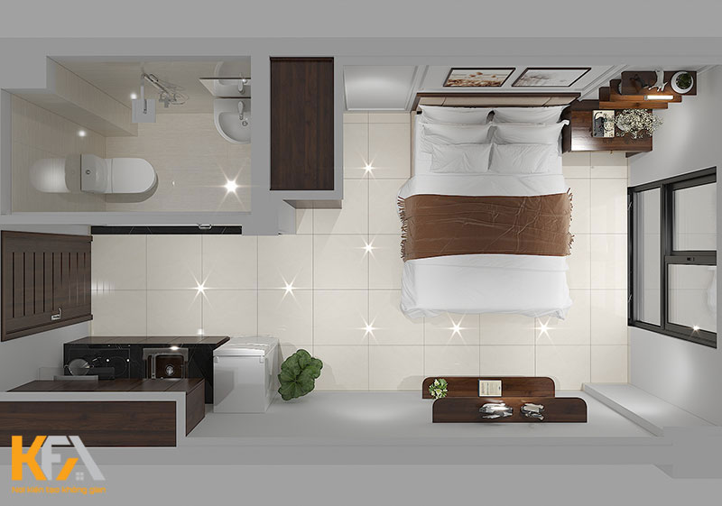 Tổng quan thiết kế nội thất chung cư mini 17,5m2 - 1 phòng ngủ