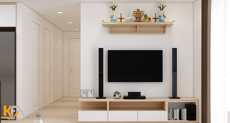 Lựa chọn chất liệu kệ tivi kết hợp bàn thờ treo phù hợp với phong cách thiết kế và điều kiện của gia đình