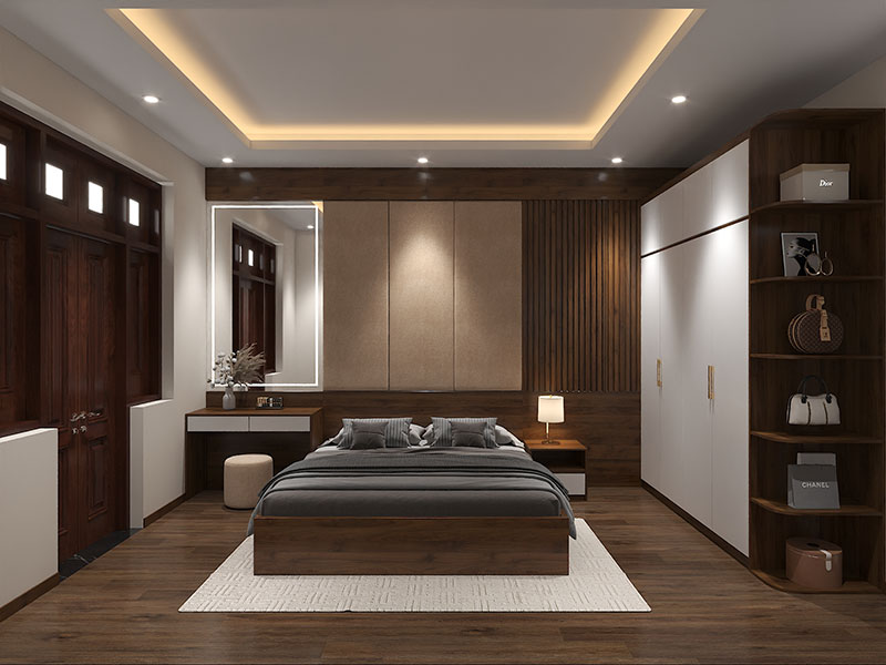 Thiết kế nội thất phòng ngủ 20m2 dành cho 2 vợ chồng