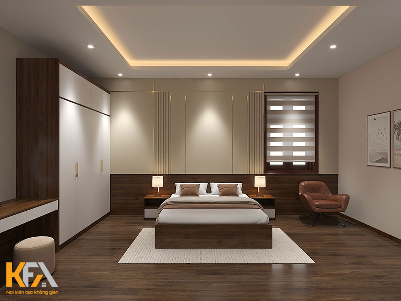 Thiết kế nội thất phòng ngủ rộng rãi, đơn giản