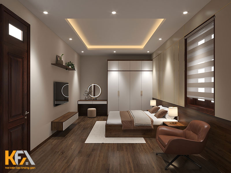 Thiết kế nội thất phòng ngủ đầy đủ tiện nghi và ấm áp 