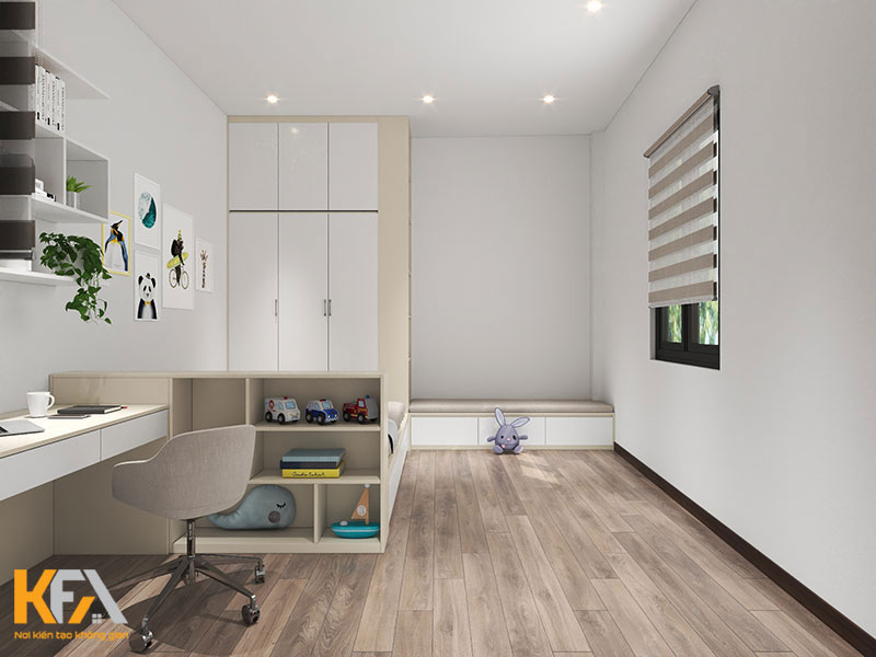 Thiết kế nội thất nhà phố 5 tầng với phòng ngủ nhỏ gọn, sử dụng tone trắng chủ đạo