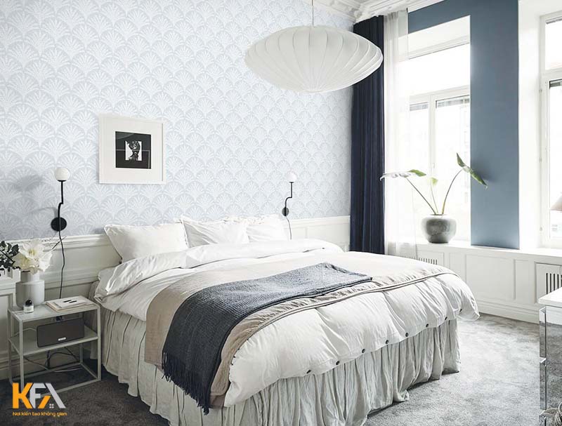 Trang trí phòng ngủ cho nam bằng giấy dán tường họa tiết bắt mắt