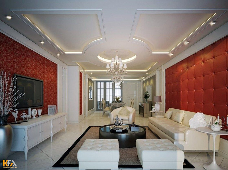 Mẫu thiết kế trần thạch cao phòng khách nhà phố đầy đặc sắc