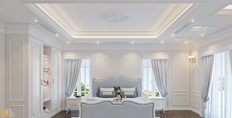 Mẫu trần thạch cao dành cho phòng ngủ phong cách tân cổ điển
