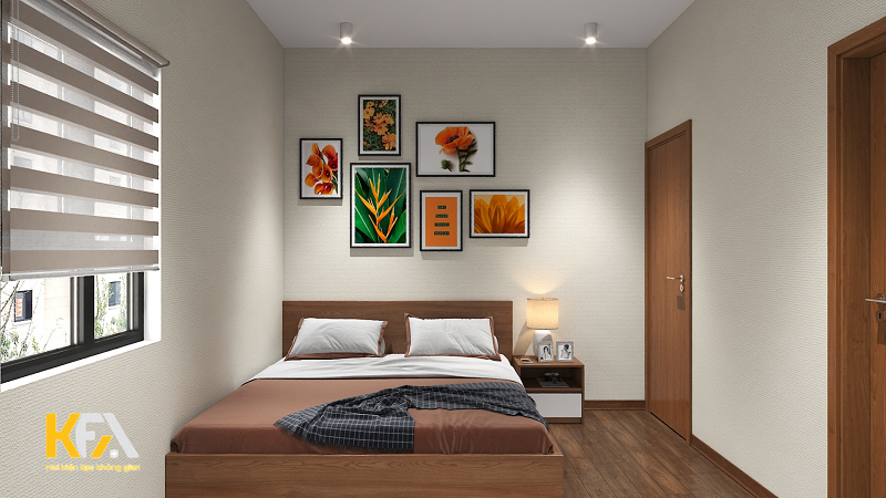 Phòng ngủ Master được thiết kế tối giản tone màu trầm ấm