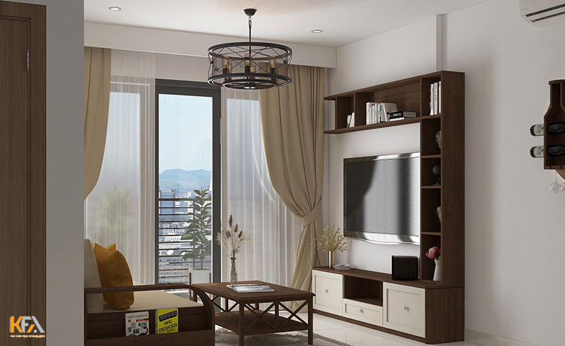Mẫu thiết kế kệ tivi trong không gian nội thất hiện đại dành cho nhà chung cư