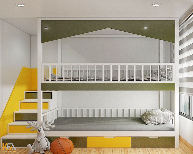 Mẫu thiết kế phòng ngủ nhỏ thông minh với giường tầng