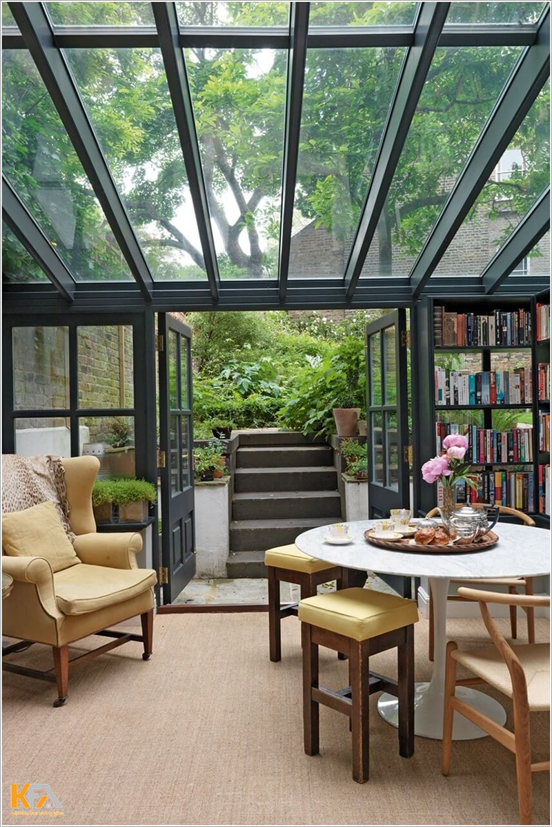 Phòng đọc sách dưới vườn cây xanh mát mẻ, và độc đáo