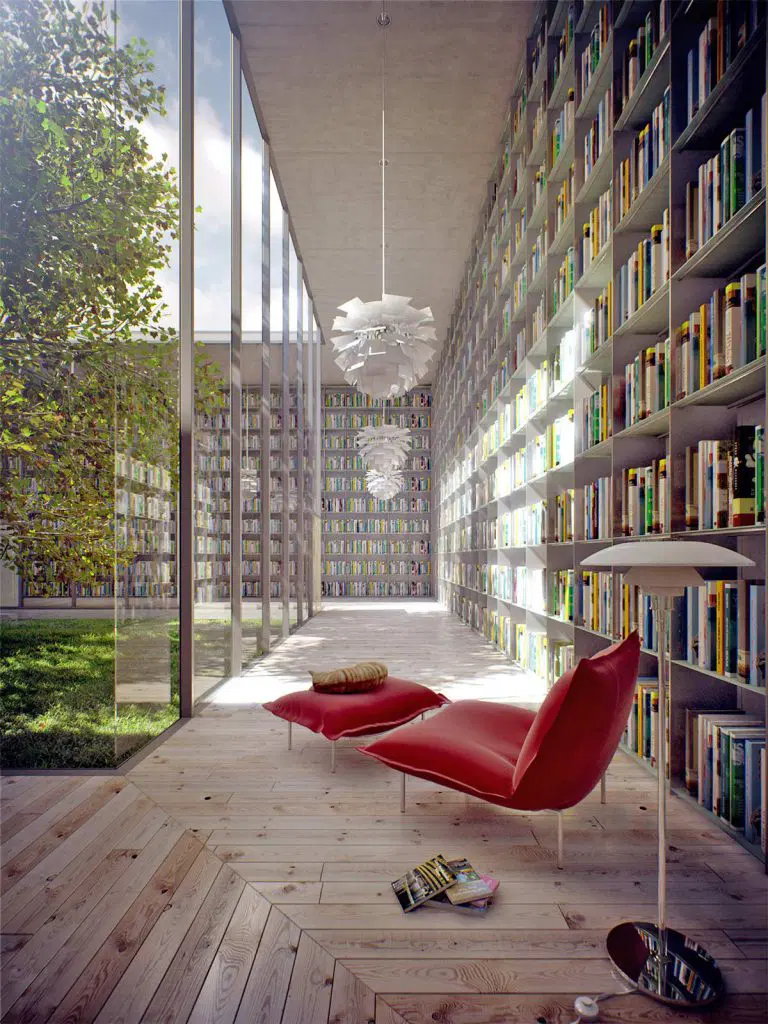 Thiết kế phòng đọc sách nhẹ nhàng với không gian mở