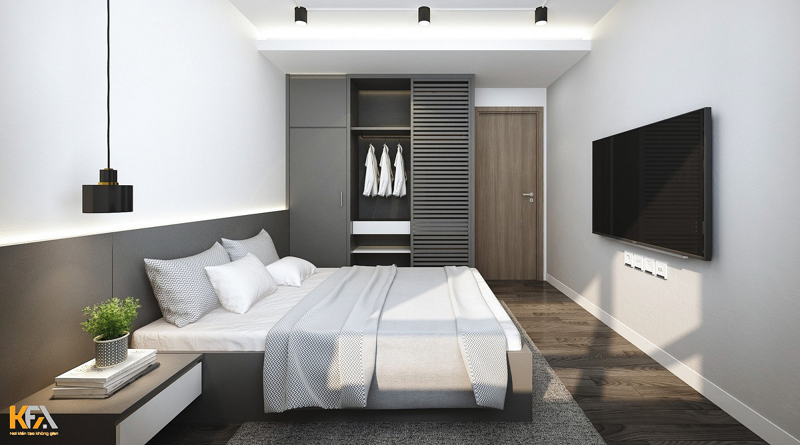 Thiết kế nội thất phòng ngủ căn hộ 50m2 hiện đại