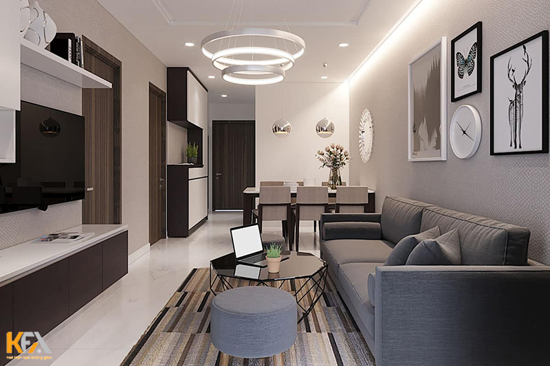 Thiết kế nội thất không gian mở đảm bảo sự thông thoáng cho căn hộ 