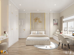 Thiết kế nội thất phòng ngủ phong cách Tân Cổ Điển của chị Hương tại Xuân Đỉnh