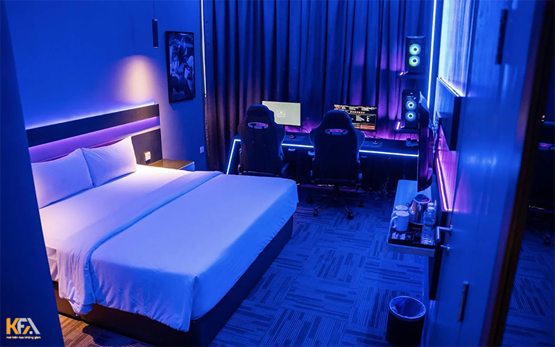 Một không gian khác được thiết kế dành riêng cho phòng ngủ dành cho cặp vợ chồng game thủ