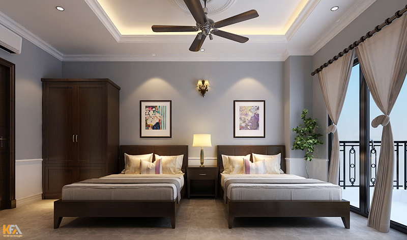 thiết kế phòng ngủ với phong cách Indochine hiện đại, đơn giản dành cho nhà chung cư 
