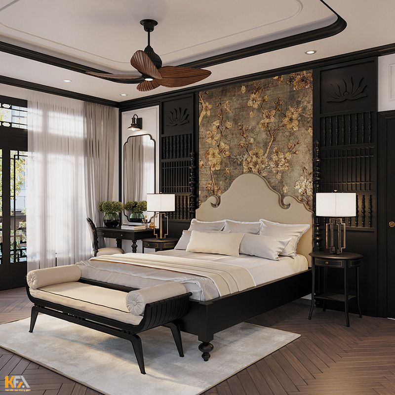 Phòng ngủ được thiết kế không quá nhiều đồ đạc giúp không gian trở nên thoáng rộng hơn