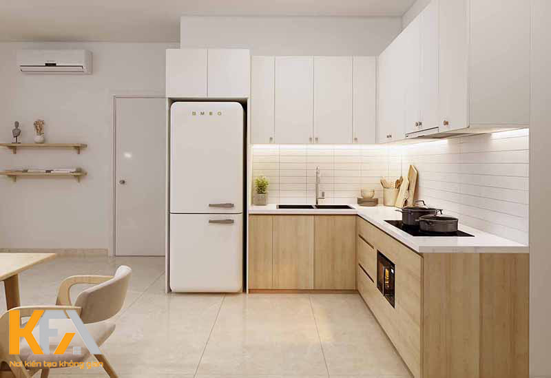 Thiết kế không gian phòng bếp với tủ bếp chữ L