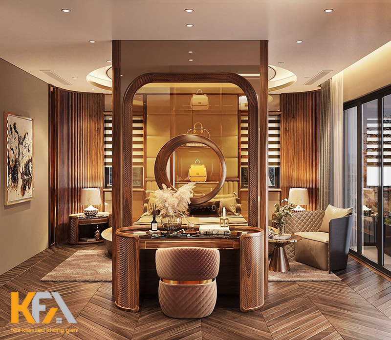 Thiết kế bàn trang điểm gỗ Óc cho đẳng cấp trong phòng ngủ Luxury đầy sang trọng