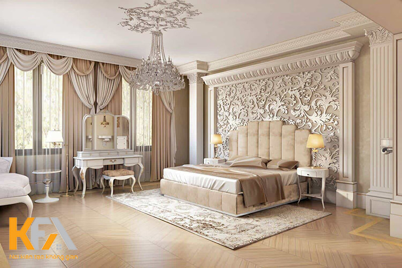 Thiết kế phòng ngủ 30m2 phong cách tân cổ điển đẹp, đầy ấn tượng