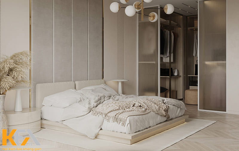 Phòng ngủ thứ 2 được trang trí đơn giản, màu sắc đồng bộ với gam màu chủ đạo của thiết kế