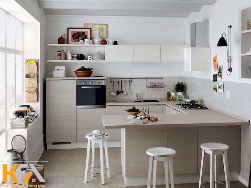 Phòng bếp 10m2 phong cách hiện đại