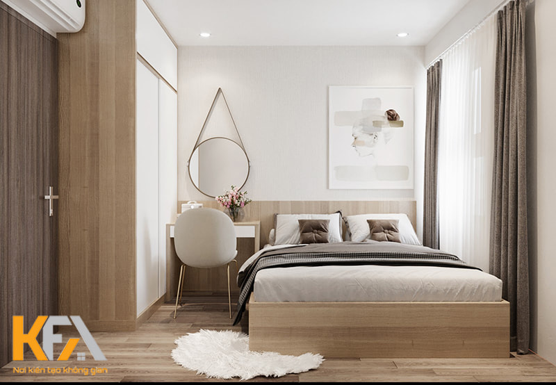 Thiết kế phòng ngủ cho 2 vợ chồng trẻ chất liệu gỗ công nghiệp