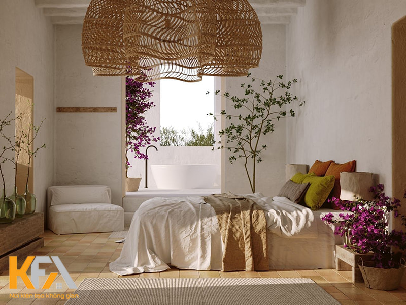Mẫu thiết kế phòng ngủ phong cách Retro đơn giản, gần gũi với thiên nhiên