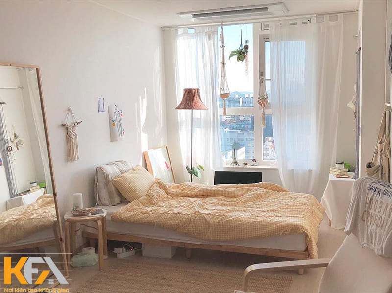 Mẫu phòng ngủ nhỏ 3x4m phong cách Hàn Quốc