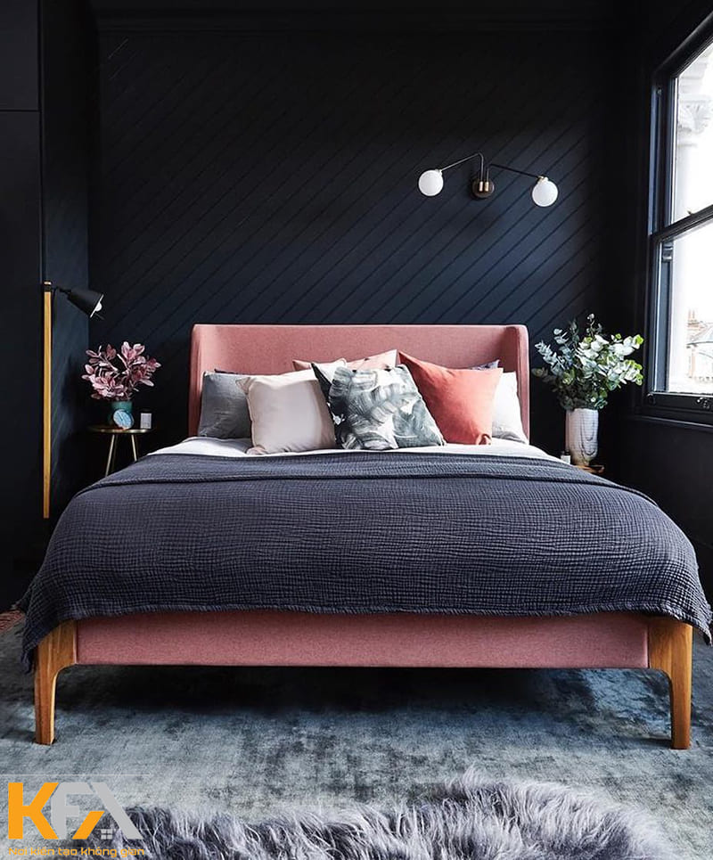 Kết hợp màu đen và hồng trong mẫu phòng ngủ cho nữ