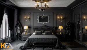 Mẫu phòng ngủ màu đen phong cách tân cổ điển cho nữ