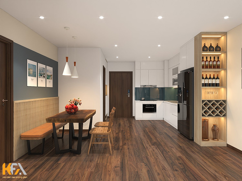 Thiết kế phòng khách liền bếp hiện đại và tối ưu diện tích