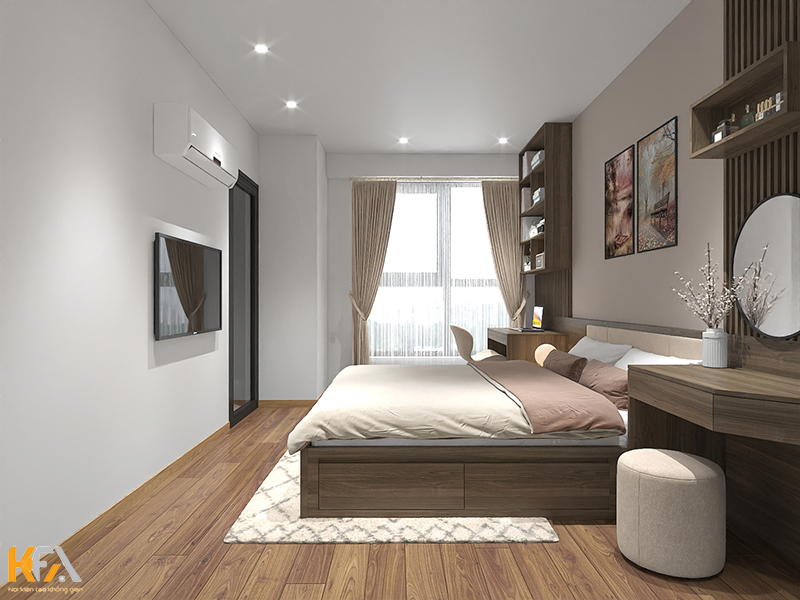 Giường ngủ là nội thất trung tâm với thiết kế thông minh có ngăn kéo