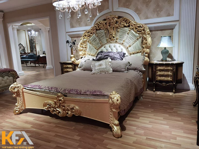 Mẫu giường ngủ hoàng gia khung gỗ