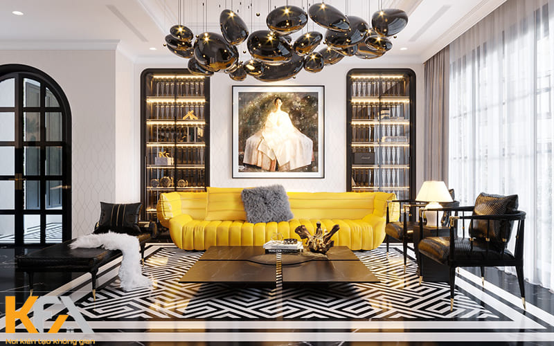 Thiết kế phòng khách Indochine kết hợp Luxury