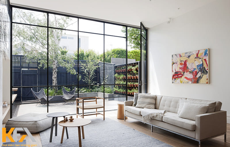Thiết kế phòng khách không gian mở phù hợp với xu hướng nội thất đơn giản