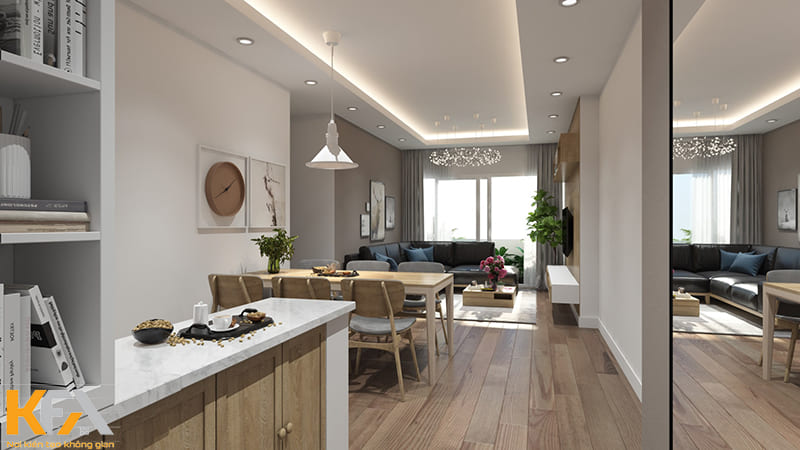 Thiết kế phòng khách liền bếp được coi là xu hướng nội thất hiện đại của tương lai