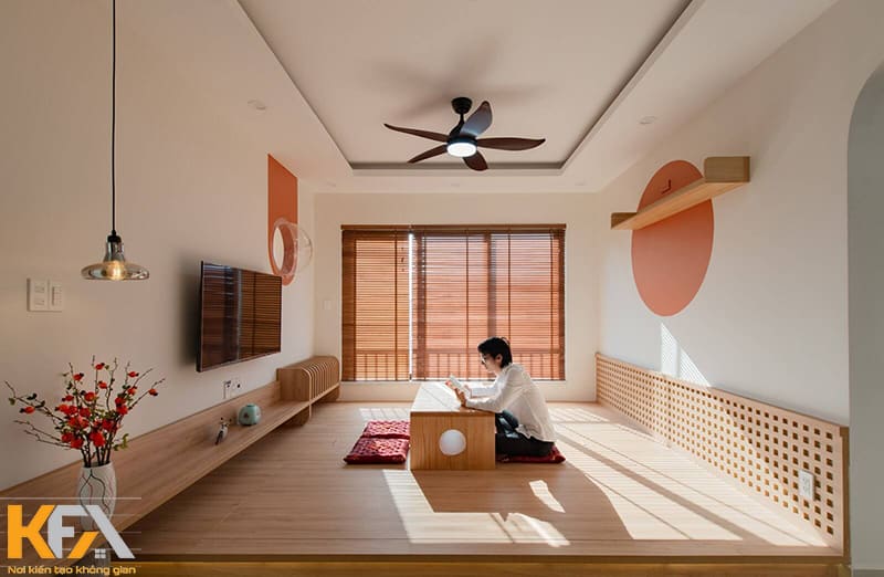 Mẫu phòng khách kiểu Nhật hiện đại cho những bạn trẻ yêu thích sự năng động, trẻ trung