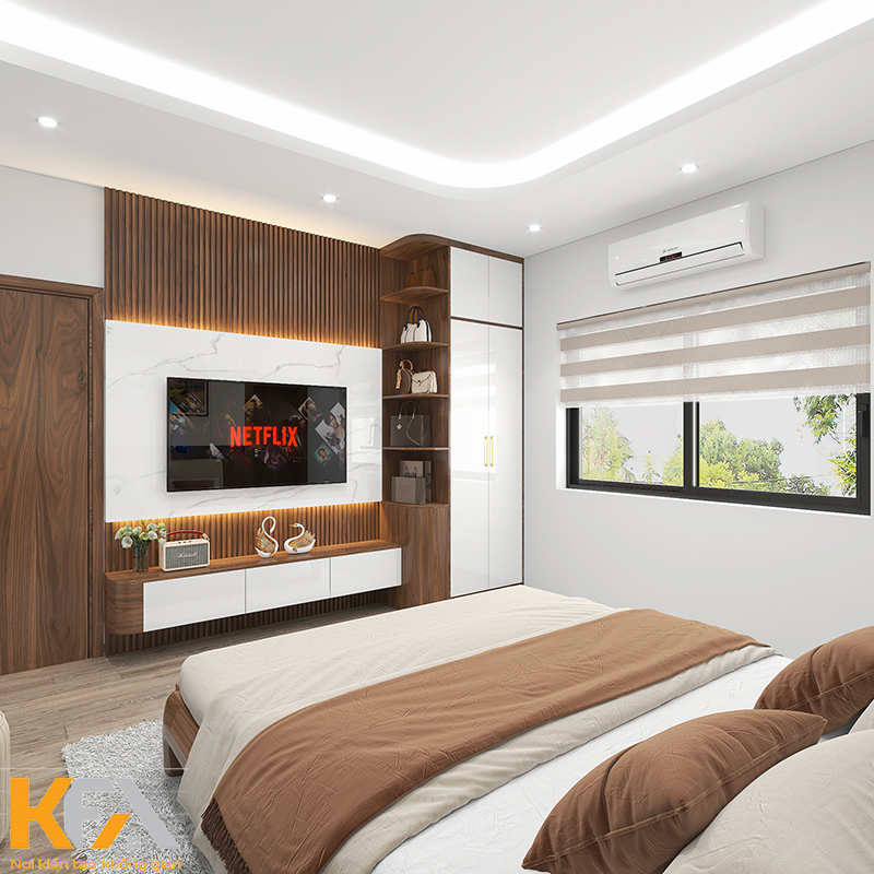 Phòng ngủ được decor một cách đơn giản, hiện đại và tinh tế