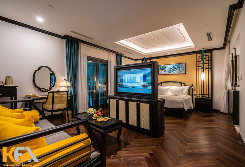 Phòng ngủ SUT khách sạn 5 sao phong cách Indochine ấm áp