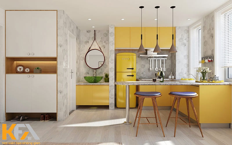 Trang trí phòng bếp dành cho tín đồ yêu thích màu vàng