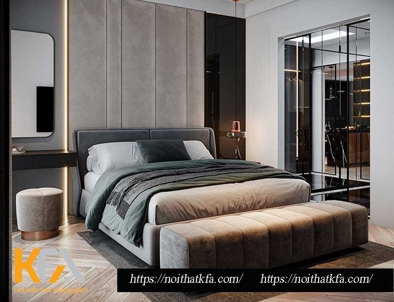 Phòng ngủ master sở hữu vẻ đẹp thanh lịch, trang nhã với nội thất đậm chất châu Âu
