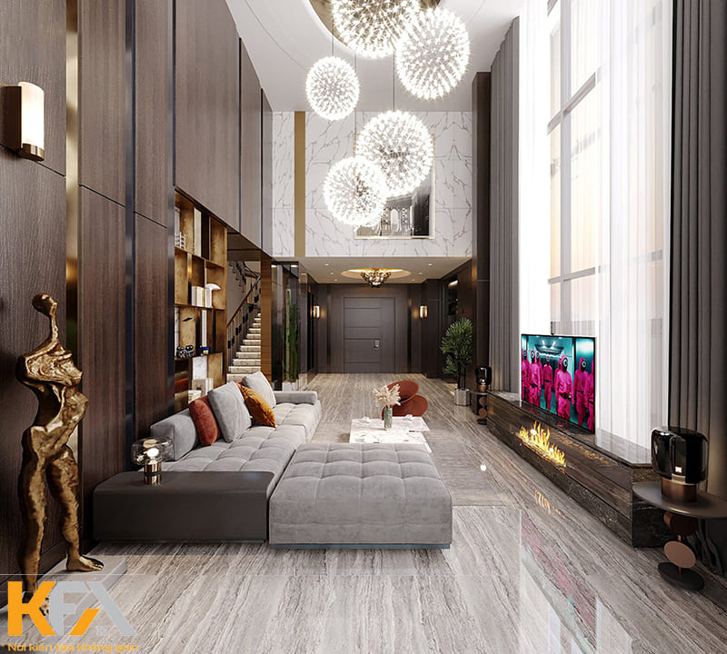Việc lựa chọn nội thất cho phòng khách biệt thự phụ thuộc chủ yếu và phong cách thiết kế mà bạn hướng tới