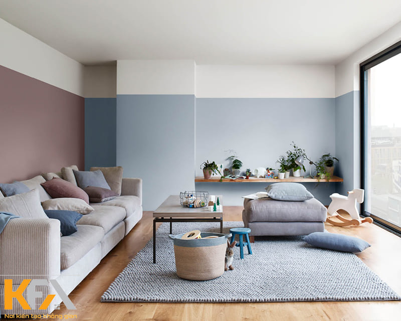 Thiết kế phòng khách màu xanh dương với phong cách tối giản và thanh lịch được giới trẻ vô cùng yêu thích