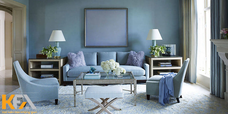 Mẫu phòng khách màu xanh dương phong cách Địa TMẫu phòng khách màu xanh dương phong cách Địa Trung Hảirung Hải
