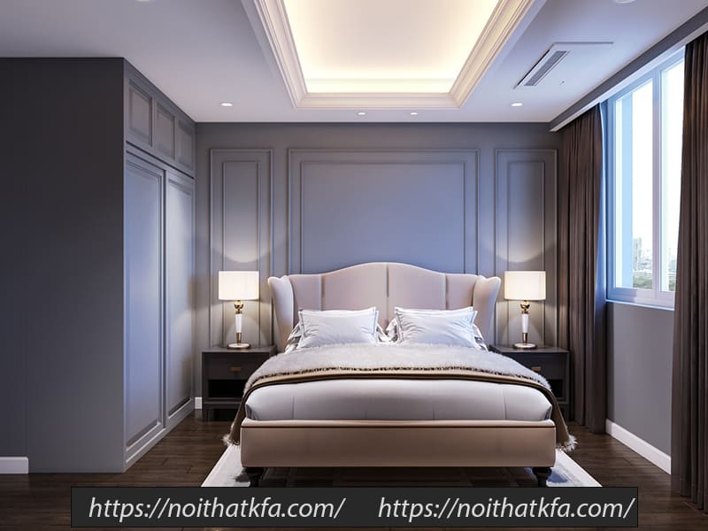 Phòng ngủ phụ được thiết kế đơn giản hơn, lược bỏ những chi tiết trang trí rườm rà