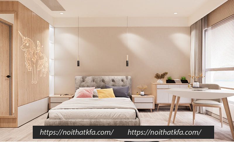 Thiết kế nội thất phòng ngủ phụ hiện đại, ấm áp với lối bố trí nội thất đơn giản và đảm bảo khoa học