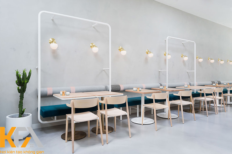 Thiết kế quán cafe mặt tiền 10m phong cách Hàn Quốc