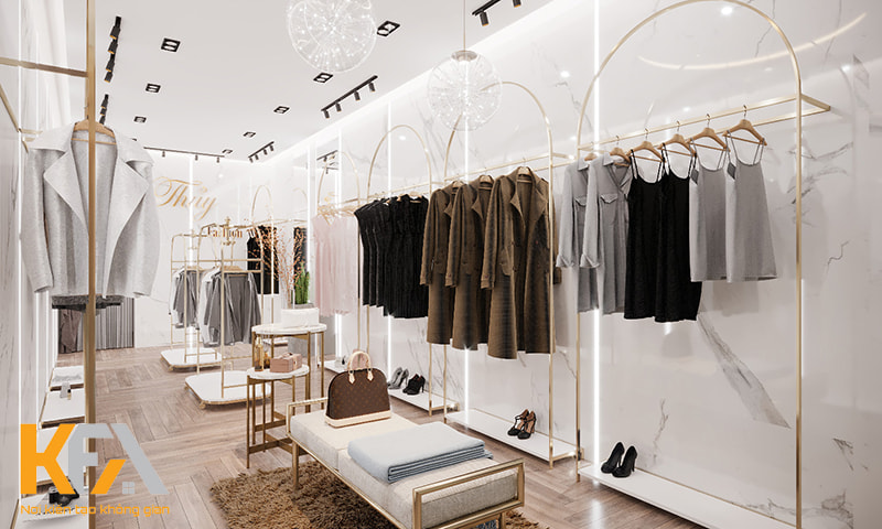 Cửa hàng quần áo nhỏ 10m2 của bạn sẽ nổi bật và cuốn hút hơn nhờ phong cách thiết kế Luxury sang trọng